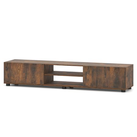 Mueble para TV de 160x35 cm con 2 compartimentos y estantes abiertos, ideal para televisores de hasta 70 pulgadas.