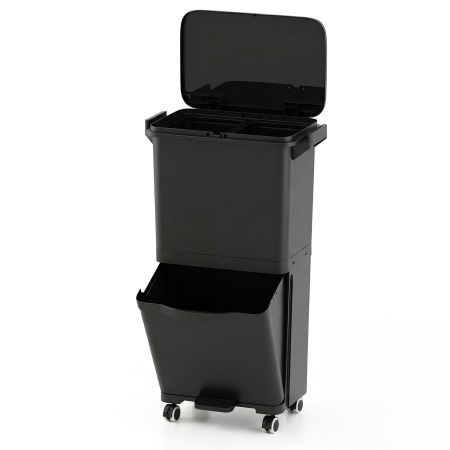 Cubo de basura de 36L con 2 compartimentos y cajón extraíble, ideal para clasificación de residuos en la cocina.