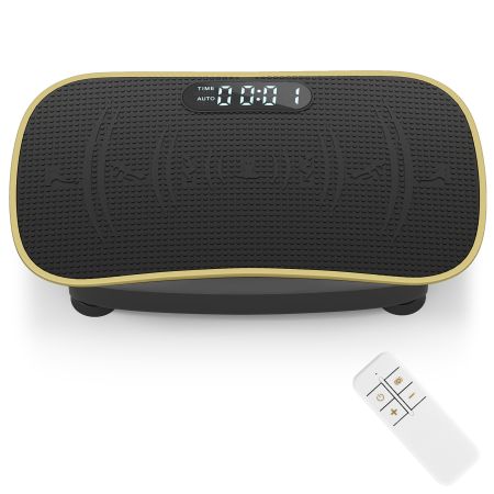 Plataforma vibratoria muscular negra con control remoto, 10 intensidades y pantalla LED para quemar calorías y.
