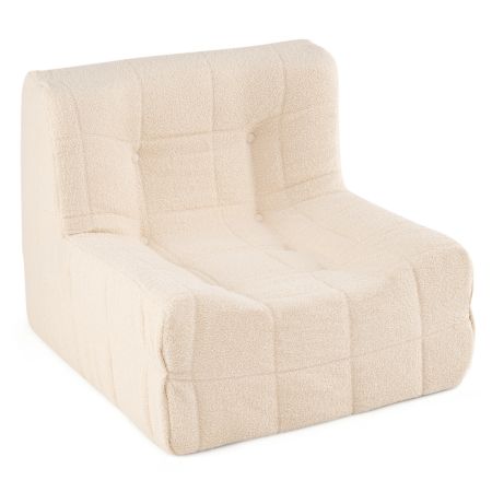 Sofá de suelo ergonómico en color crema con relleno de espuma y base antideslizante, ideal para salón o dormitorio.