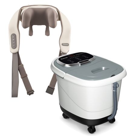 Masajeador de cuello y hombros 4D con calor y masajeador eléctrico de pies, ideal para aliviar la tensión muscular en casa.