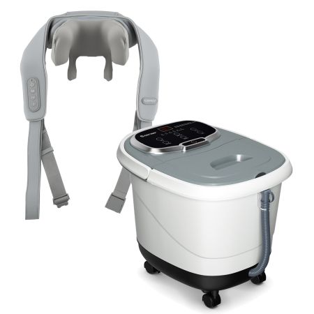 Masajeador de cuello y hombros 4D con calor y masajeador eléctrico de pies, ideal para aliviar la tensión muscular en casa.