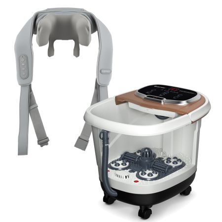Masajeador de cuello y hombros 4D con calor y masajeador eléctrico de pies, ideal para aliviar la tensión muscular en casa.
