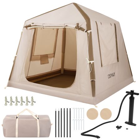 Tienda de campaña inflable para 2-4 personas, 210 x 210 x 180 cm, con ventanas de malla y accesorios para exteriores.