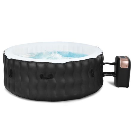 COSTWAY Piscina Inflable Redonda Piscina de Masajes Portátil 180 x 68 cm con 108 Chorros de Burbujas Compresor Filtro con Cartucho para Filtro para 4 Personas Negro