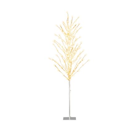 árbol de Navidad de abedul con luces LED blancas cálidas