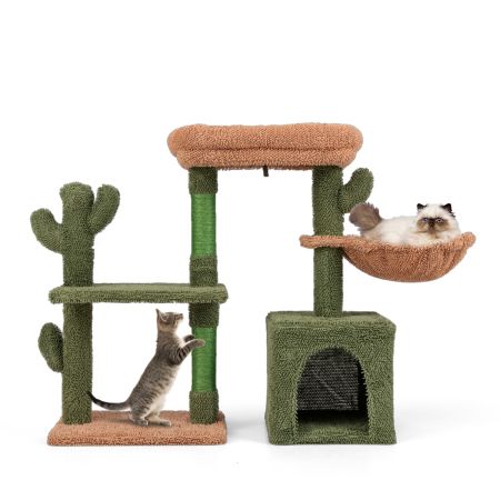 Torre para gatos con diseño de cactus decorativo