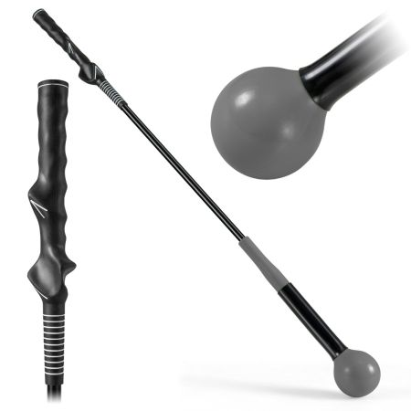 Ayuda para Entrenamiento del Swing de Golf Palo de Práctica con Cabeza Pesada para Agarre Ritmo Flexibilidad Equilibrio Exterior Negro