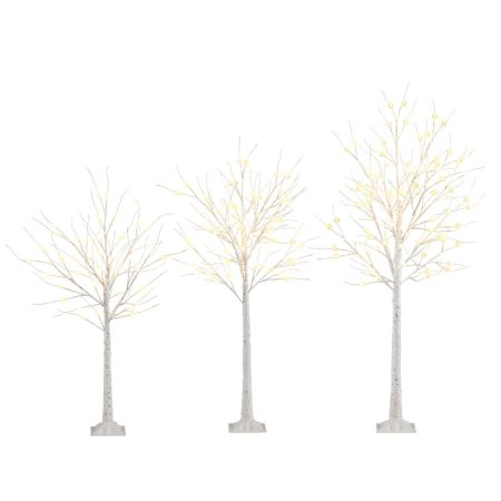 Árbol artificial abedul iluminado LED blanco cálido interior exterior