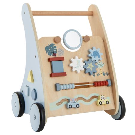 Andador de madera para niños pequeños con clasificador de formas