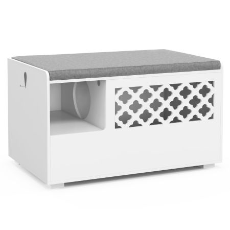 Banco que oculta la caja de arena del gato