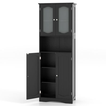 armario despensa con puertas de vidrio Negro