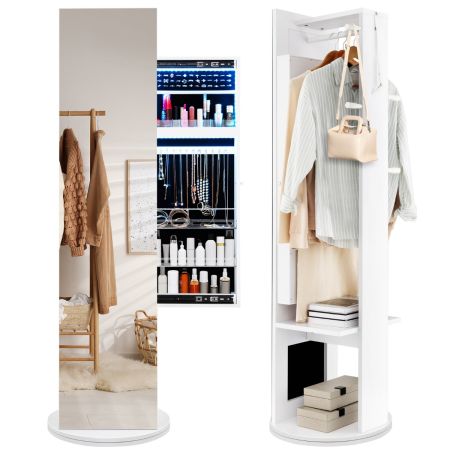 Costway Armario De Pie Para Guardar Joyas Blanco