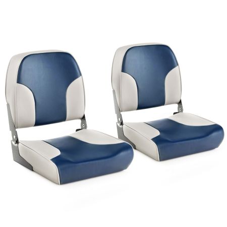 Conjunto de Asientos Plegables de 2 Piezas para Barcos Azul y Blanco