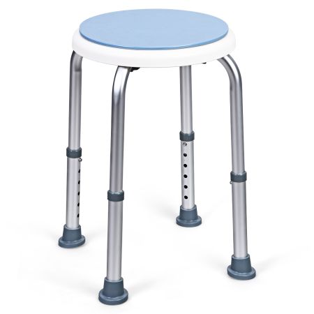 Taburete de Ducha Giratorio de 360 ° y Altura Ajustable Silla de Baño de Aluminio y Antideslizantes Carga hasta 120kg