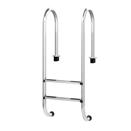Escalera para Piscina con 2 Peldaños Antideslizantes y Pasamanos en Acero Inoxidable para Piscinas Enterradas Spa Plata 54,5 x 39 x 138,5 cm