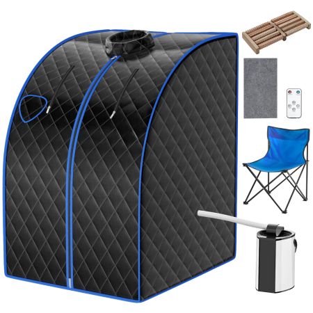 COSTWAY Sauna de Vapor Portátil 3 L con Mando Temporizador Temperatura Regulables y Función Atomización Negro 78 x 87 x 101 cm