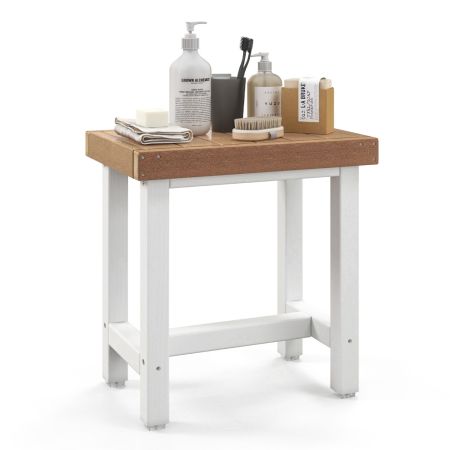 Taburete de Baño para Spa Marrón y Blanco