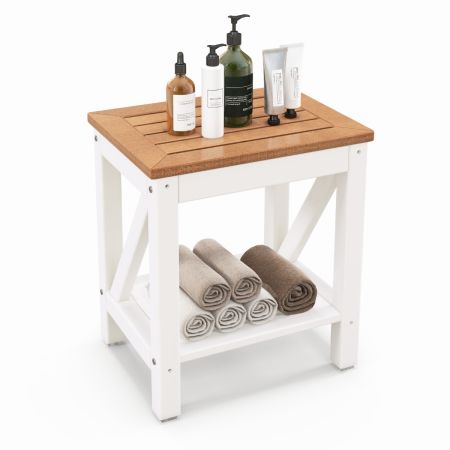 Taburete de Baño para Spa Marrón y Blanco