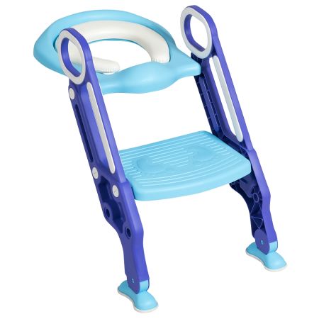 Escalera para WC Taburete Regulable Plegable con Mangos Asiento Acolchado Escalones Amplios Antideslizantes para Niños PúRpura