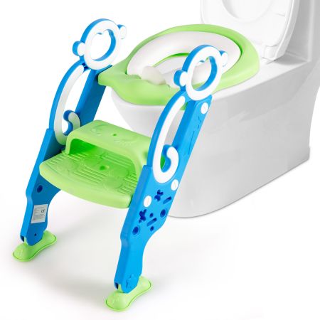 Costway Escalera para WC Verde y Azul
