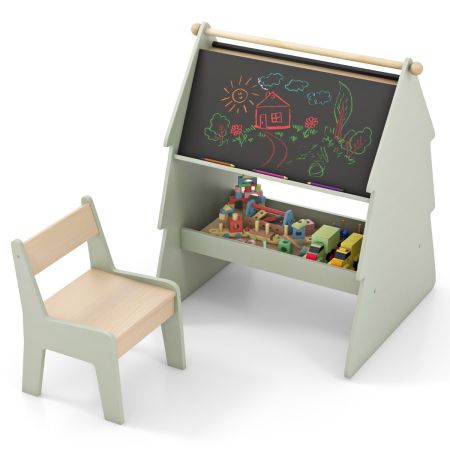 caballete de arte infantil con taburete