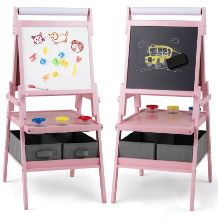 caballete de arte de madera para niños Rosa