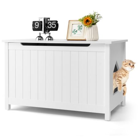 Costway Caja de Arena para Gatos Blanco