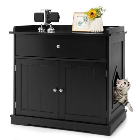 Costway Caja de Arena para Gatos Negro