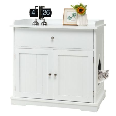 Costway Caja de Arena para Gatos Blanco