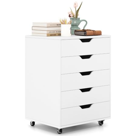 Costway Cajonera Organizador con 5 Cajones con Ruedas Blanco
