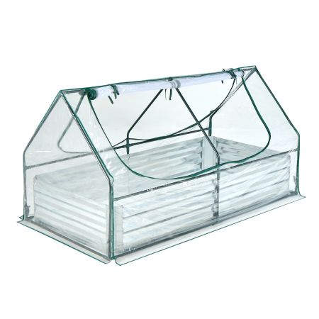 Cama de jardín elevada galvanizada con invernadero