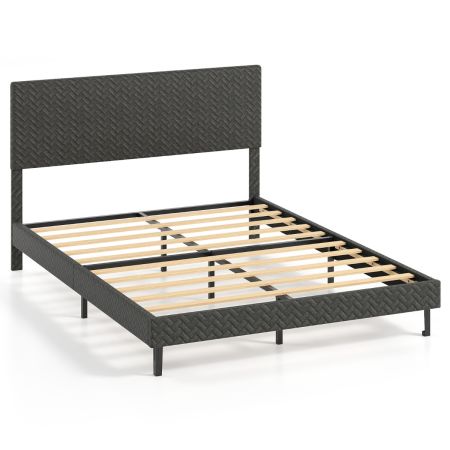 Cama con plataforma tapizada
