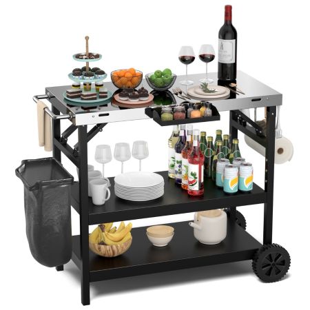 Costway Mesa De Comedor Con Patas Preinstaladas Negro y Plata