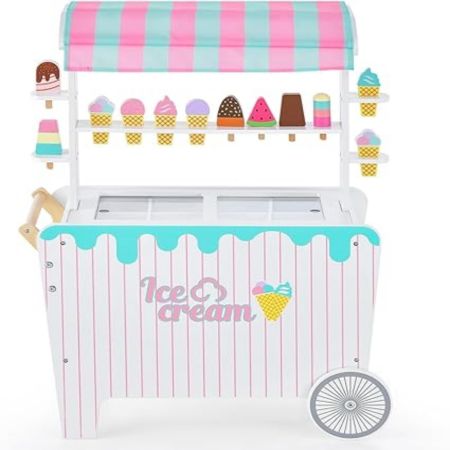 Carrito de helado para niños con 12 accesorios de helado