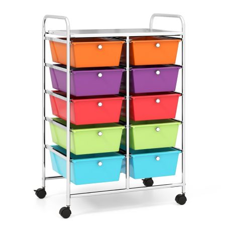 Costway Carrito Móvil Con Cajones Multicolor