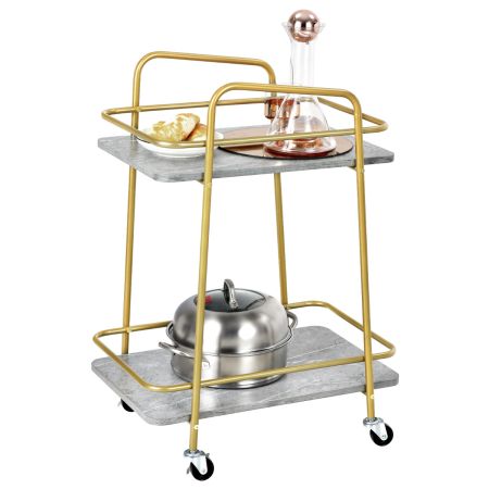 COSTWAY Carro de Cocina 2 Niveles Gris y Oro
