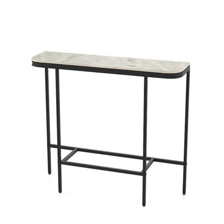Mesa de Entrada Consola Moderna para Sofá con Tapa de Mármol Artificial y Estructura Metálica Mesa para Pasillo Entrada Sala Gris