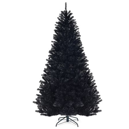 2,25m Árbol de Navidad con Decoraciones de Halloween 1258 Ramas no Iluminado con Base Sólida de Metal 