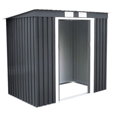 Cobertizo de Almacenamiento Caseta de Patio al Aire Libre Gris oscuro 213 x 130 x 173 cm