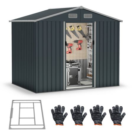 Gran Casa de Herramientas con Techo Inclinado y Puertas Corredizas