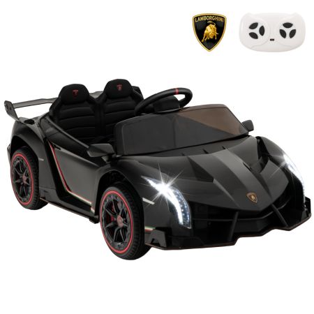 Juguete de Coche Eléctrico de Lamborghini 12V para Niños de 3 A 8 Años con Control Remoto 3 Velocidades Luces LED Rueda y Música Negro