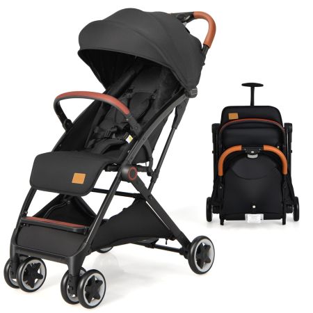 Cochecito de Viaje para Bebé de 0-36 Meses con Capota Reclinable Portavasos Arnés de 5 Puntos Respaldo Ajustable Saco para Pies