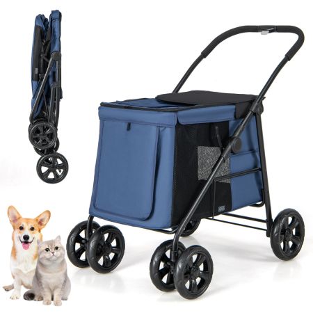 Cochecito Plegable para Mascotas Azul