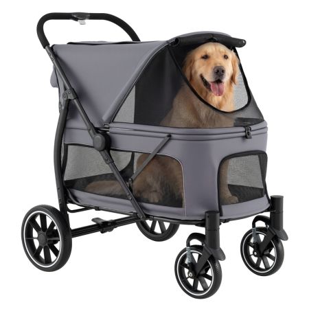 Cochecito plegable para mascotas con ruedas y toldo