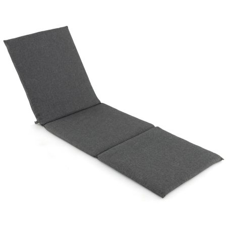 Cojín para Tumbona de Exterior Almohadilla para Muebles de Patio con Correas de Fijación Cierre de Gancho Bucle 182 x 59 cm Gris