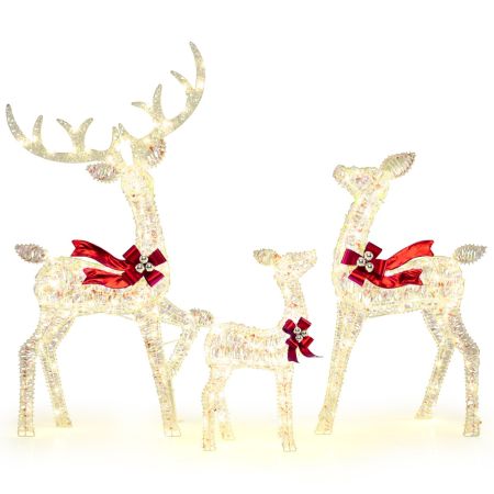 Conjunto de renos navideños iluminados LED exterior jardín porche