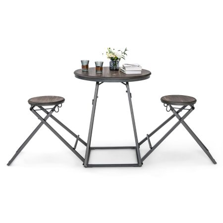 Costway Mesa De Bar Con 2 Taburetes Gris