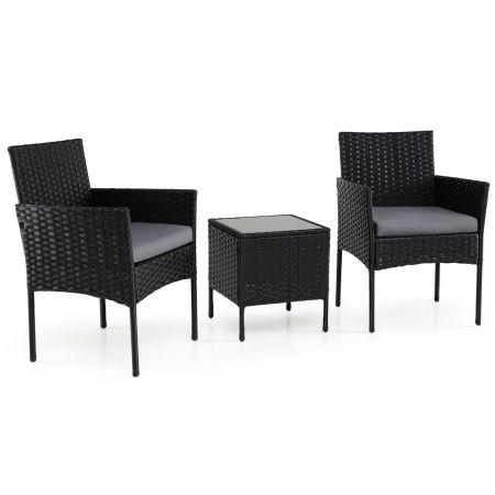 Conjunto de Muebles Ratán 3 Piezas para Espacios Exteriores Pequeños
