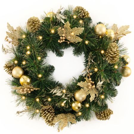 Corona De Navidad Preiluminada Para La Puerta Principal y Ventana